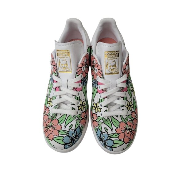 Adidas Originals Stan Smith Floral Leather Sneakers Women's Sz 6.5 GV7896 - Picture 2 of 11